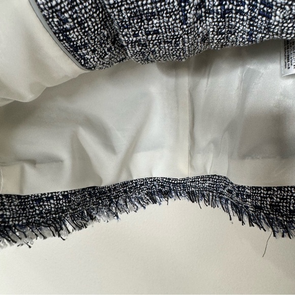 Banana Republic Blue White Black Tweed Crop Length Zip-up Blazer Jacket Size 2 - Picture 7 of 12